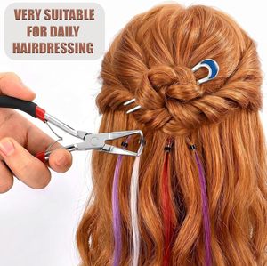 TJ Professional Stainless Steel Hair Extension Loop <b>Needle</b> Pulling Hook <b>Threader</b> Wire Beads Pliers Micro Links Hair Kit for Home - Product Image 4