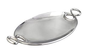 Plateau de service ovale de luxe en argent 12x22 pouces avec poignées en boucle, plateau en alliage pour décoration de fête, vente en gros, design moderne - Product Image 4
