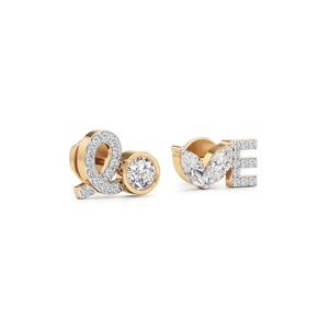 Pendientes de Diamantes de Oro de 18K de Lujo con Letras Q y E, Corte Brillante Redondo, para Uso Diario de Mujeres - Product Image 3