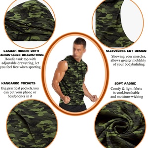 Men Workout Hooded basics Tank Tops Sports Bodybuilding Stringer Muscle Cut Off T Shirt Men's Sleeveless <b>Gym</b> <b>Hoodies</b> - Product Image 5