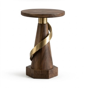 2 Tier Oval Wooden Side Table with <b>Gold</b> Metal Legs Modern Contemporary Design for Living Room Home Furniture - Product Image 2
