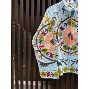 Chaqueta india hecha a mano de algodón con bordado uzbeco, abrigo corto unisex, chaqueta estilo boho chic - Product Image 4