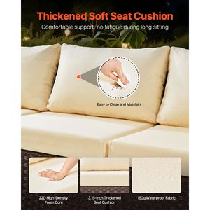 Set di Mobili da Esterno in Rattan Intrecciato da 6 Pezzi con Tavolo con Braciere a Propano da 50.000 BTU e Area Conversazione Sezionale - Product Image 5
