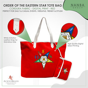 Bolso Tote para Mujer OES, Lona Roja con Diseño de Estrella Bordada, Asas Blancas, Accesorio de Moda para Compras - Product Image 3