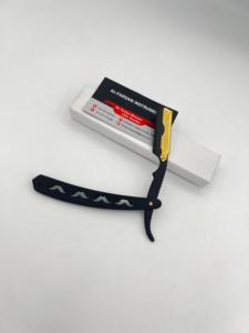 Single <b>Edge</b> Blade Men's Wet Shaving Razor For Face Underarms Bikini Hair Removal <b>Black</b> Color with Gold Mustache Design - Product Image 3