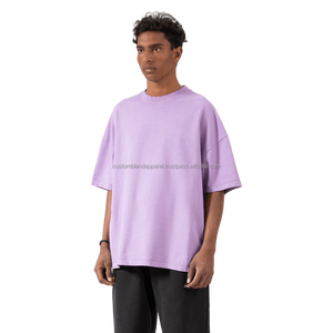 Tops de verano de algodón ultra holgados para hombre, ropa de calle personalizada con cuello redondo, ropa teñida 100% de punto, última moda, venta al por mayor de gran tamaño - Product Image 4