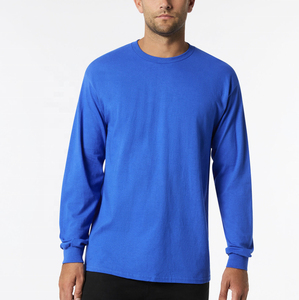 T-shirt à manches longues pour homme, orange, col rond, coupe classique, couleur unie, 100% coton, tricoté, design uni - Product Image 5