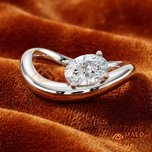 The "Ethereal <b>Wave</b>" Oval <b>Ring</b> – 925 Sterling <b>Silver</b> Bypass Statement Band Sterling <b>Silver</b> Organic Bypass <b>Ring</b> – Oval Cut - Product Image 1