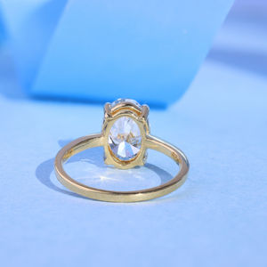 Star Dust 14K Gold Oval Cut Certified Lab Grown Diamond Classic Accent para anillo de compromiso de aniversario de boda - Product Image 3