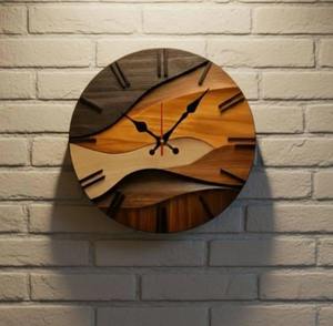 Elegant Round 10 Inch Wooden Quartz Wall <b>Clock</b> Needle Display Single Face Design <b>Modern</b> Scandinavian Home Decoration for Wedding - Product Image 2