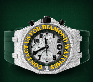 Montre élégante en moissanite à prix de gros pour homme et femme, montre-bracelet de luxe tendance avec bracelet en caoutchouc étincelant - Product Image 1