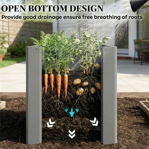 Jardinière surélevée et bac de plantation gris pour extérieur, pot de fleurs élégant pour usage intérieur/extérieur - Product Image 2