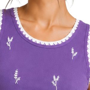Camiseta sin mangas acanalada para mujer, color morado lavanda y blanco, bordada, informal, de verano, ajustada, de algodón elástico, ropa personalizada OEM - Product Image 5