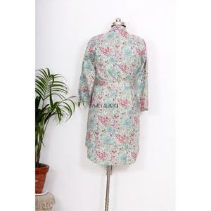 Chemisiers en coton élégants de style bohème pour femmes, chemisiers en coton faits à la main, imprimés de fleurs, robe chemise bohème, tenue de soirée, robe décontractée, chemisier en coton - Product Image 6