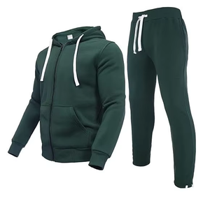 Conjunto Deportivo Azul Marino para Hombre, Talla Grande, Sudadera con Capucha y Cierre Completo, Pantalones Casuales con Estampado de Leopardo, Transpirable - Product Image 4