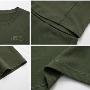 Ensemble de yoga 2 pièces North Approach vert olive, haut court à manches longues et pantalon long taille haute, sans couture, respirant, pour femme - Product Image 5