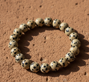 Handmade AAA Dalmation Jasper Round Bead Bracelet – Polished Gemstone Stretch Bracelet for <b>Men</b> & Women - Product Image 4