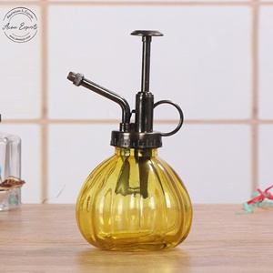 Vintage Style Yellow Glass Plant Mister with Metal <b>Pump</b> Ideal for Indoor Gardening Home Decor and Easy Watering Solution - Product Image 1