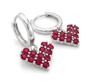 Nuevos Pendientes de Aro Románticos de Plata de Ley 925 con Baño de Rodio y Corazón con Engaste de Garra, Regalo Único y Elegante para el Día de San Valentín para Mujer - Product Image 1