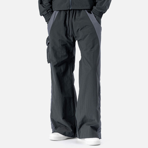 Pantalon de jogging ample pour homme personnalisé, coupe droite, en nylon coupe-vent, anti-plis, de haute qualité, avec cordon de serrage élastique, pour le sport - Product Image 4