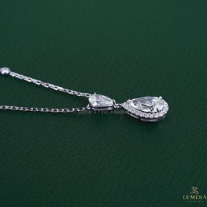 Collar con colgante de halo de doble pera con piedra cultivada en laboratorio, certificado IGI, de oro macizo de 10K, joyería fina de lujo para tu novia - Product Image 5