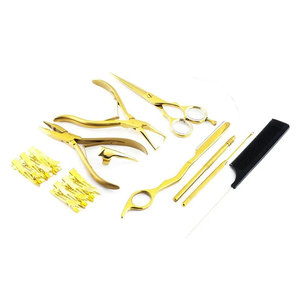Professional Gold Pro Hair Extensions Tools Kit Micro Link <b>Beading</b> Set Plier Stainless Steel Hair Extension Pliers Loop <b>Needle</b> - Product Image 2