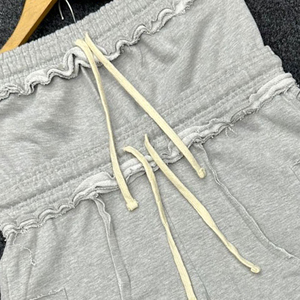 Pantalones Cortos de Felpa Francesa 100% Algodón, de Cintura Alta, Doble Cintura, Estilo Vintage, Casuales, Talla Grande, con Logotipo Personalizado, Venta al Por Mayor - Product Image 2