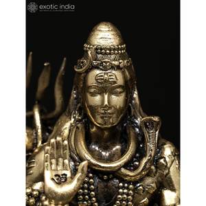 Sculpture en laiton de 4 pouces faite à la main de la bénédiction de Lord Shiva sur une base de pierres précieuses en quartz clair Design traditionnel fabriqué en Inde - Product Image 3