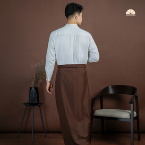Sarong pour homme en tissu de lin respirant et à séchage rapide, couleur marron expresso premium, pour la prière et les occasions formelles - Product Image 4