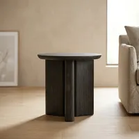 Table basse ronde en bois moderne, design minimaliste, fabrication artisanale, meubles durables pour le salon, SUNWOODD EXPO