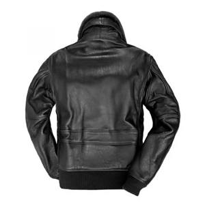 เสื้อแจ็คเก็ตนักบินหนังแท้สีดำสำหรับผู้ชาย สไตล์ G-1 แต่งปกขนสัตว์ เสื้อโค้ทขนแกะสำหรับฤดูหนาว หนังแกะแท้ อุ่นสบาย สไตล์นักบิน - Product Image 2