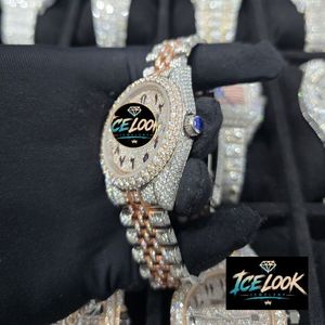 ICELOOK นาฬิกาข้อมือผู้หญิงหรูหรา ประดับโมอิสซาไนต์และสแตนเลสสตีล ตัวเรือนทรงกลม 41 มม. หน้าปัดคริสตัลแซฟไฟร์ ระบบอนาล็อก ควอตซ์ แสดงวันที่อัตโนมัติ - Product Image 4
