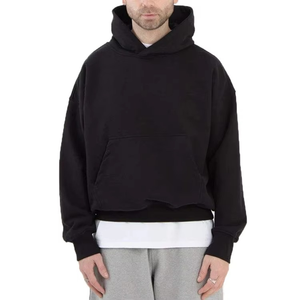 เสื้อฮู้ดดี้โอเวอร์ไซส์ผู้ชาย ผ้าฝ้ายฟลีซ 100% ซับในเป็นมิตรกับสิ่งแวดล้อม สวมใส่สบายๆ ในฤดูใบไม้ร่วง รับสกรีนโลโก้ - Product Image 3