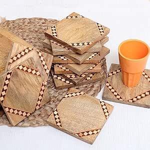 Handmade Traditional Bone Inlay Eco-Friendly Heat Resistant Wooden Base Tea <b>Coaster</b> Set Rustic Coffee <b>Table</b> <b>Coasters</b> - Product Image 3