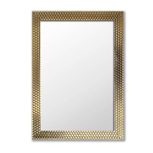 Miroir mural rond en bois décoratif, style finition or antique rustique, design chaîne tressée, bord biseauté, décoration intérieure, salon - Product Image 4