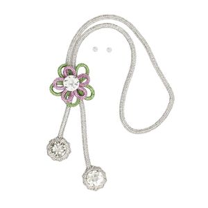 Collar con colgante de flor plateada para mujer, joyería brillante, accesorio de moda elegante, collar llamativo, regalo para fiesta, decoración - Product Image 1