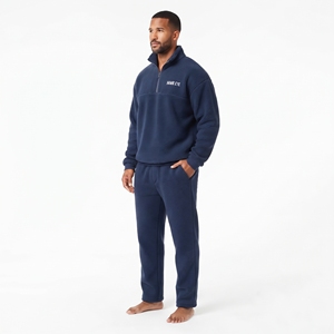 Casual Wear <b>Men</b> Heavyweight <b>Sherpa</b> Fleece Tracksuit Custom Logo Quarter Zip Stand Collar Relaxed Fit Drop Shoulder <b>Hoodie</b> Jogger - Product Image 5