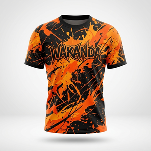 เสื้อยืดกีฬาคอกลมแขนสั้นพิมพ์ลายแบบซับลิเมชั่นสั่งทำจำนวนมาก แห้งเร็ว ผลิตจากโพลีเอสเตอร์ เหมาะสำหรับออกกำลังกายและฟิตเนส - Product Image 1