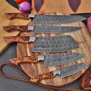 Handmade Damascus Steel Chef <b>Knife</b> <b>Set</b> 5-Piece Wood Handle Polished Blade <b>Sharp</b> Survival Utility <b>Knives</b> By A&M Enterprises - Product Image 6