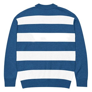 Cardigan respirant à col en V pour homme, style universitaire surdimensionné, en tricot rayé, boutonné, streetwear - Product Image 6