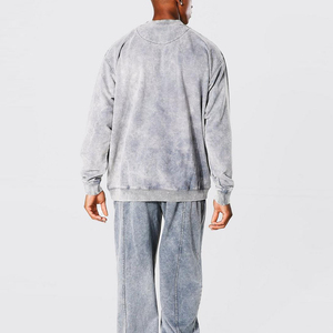 Sudadera Transpirable Ecológica de Invierno, Corte Regular, Alta Calidad, Lavado Ácido, Cuello Redondo Informal, Sudadera de Felpa 100% Algodón para Hombre - Product Image 2