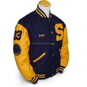 Veste universitaire pour homme Manches en cuir de qualité supérieure Encolure des ourlets Poignets côtelés Logo personnalisé Uniforme de baseball universitaire - Product Image 6