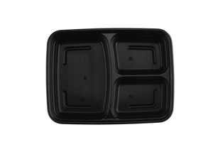 Boîte à lunch en plastique jetable à 3 compartiments avec couvercle, récipient alimentaire moderne à emporter - Product Image 5