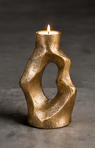 Candelabro de Metal con Acabado Dorado Contemporáneo, Forma Hueca Orgánica Escultural, Portavelas para Velas de Té, Decoración para Mesa de Boda - Product Image 2