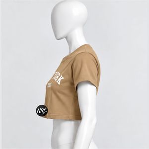 เสื้อครอปเรียบง่ายสำหรับผู้หญิง คุณภาพสูง ผลิตตามสั่ง ผ้าฝ้าย 100% ระบายอากาศได้ดี แฟชั่นฤดูร้อน ทันสมัย สวมใส่สบาย เสื้อยืดผู้หญิง - Product Image 2