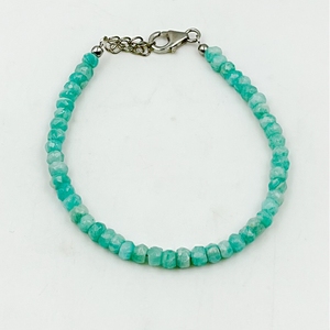 Natural Amazonite Faceted Rondelle <b>Beaded</b> <b>Bracelet</b> 925 Sterling Silver Lobster Clasp Handmade Gemstone Jewelry Engagement - Product Image 5