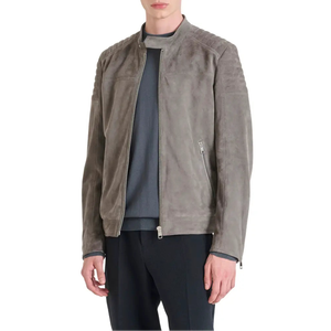 Slim Fit Real <b>Suede</b> Trench Coat for <b>Men</b> Plus Size - Product Image 3