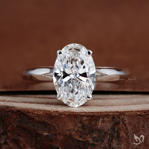 Bague de fiançailles et de mariage de luxe à taille ovale, diamant de laboratoire IGI de 2 carats, solitaire à double sangle en or massif 10K - Product Image 1