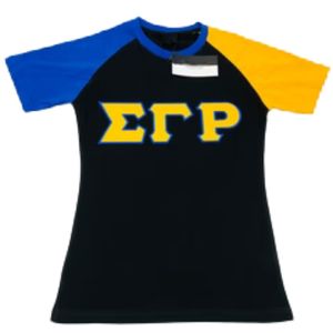 Camiseta con Mangas Sigma Gamma Rho SGRho Azul Premium con Letras Griegas para Mujer, Unisex, Ropa de Hermandad - Product Image 1