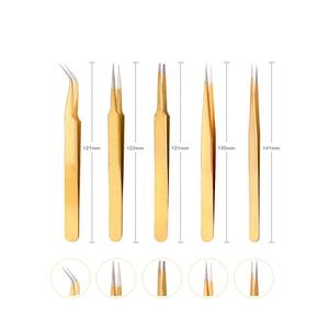 ชุดคีมต่อขนตาสแตนเลสสีทอง5ชิ้น - Product Image 2